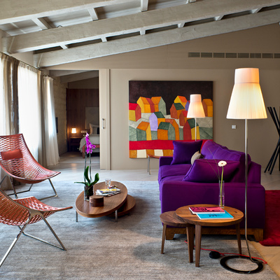 Living room of the suite at the Mercer Hotel Barcelona
