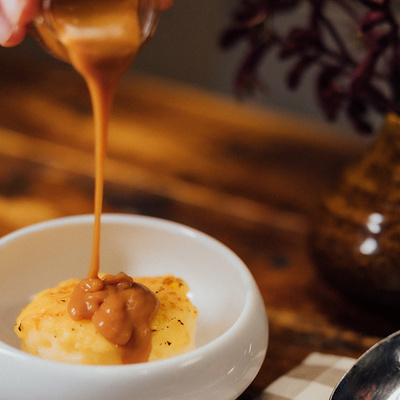 Postre casero en el Gastrobar Le Bouchon de Mercer Hotel Barcelona